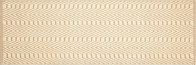 Jute Cotton Geomatric Area Runner Rug 2x6 Feet - Natural White, Reversible Boho Beige Ivory Runners Ideal for Hallways, Kitchen, Laundry Room | Farmhouse Decorative Costal Decor Floor Mats for Nursary
