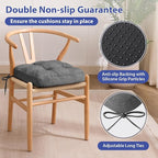 Chair Cushions for Dining Chairs, Dining Chair Cushions, Tufted Indoor Chair Pads with Ties & Non Slip Backing, Seat Cushions for Kitchen Chairs 16.5” x 16.5” x 3.5”, Set of 4, Grey