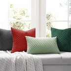 Softalker Throw Pillow Covers 18x18 Inch, Set of 2, Soft Corduroy Boho Stripe Decorative Pillow Cover, Couch Fluffy Pillow Cover for Farmhouse Home Decor Bed Living Room, Red
