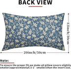 Light Blue Pillow Covers 12x20 Set of 2 Vintage Floral Rustic Old Style Cute Flower Print Rectangle Decorative Outdoor Pillowcases Seasonal Farmhouse Throw Cushion Case Couch Sofa Bed Decor