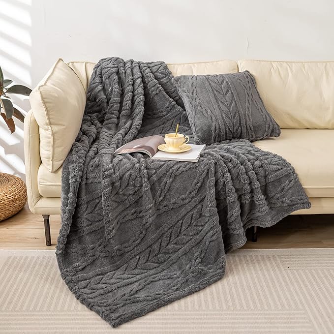 YUSOKI Twin XL Blanket Single Layer,Weight(3.1lb),370GMS-3D Stylish Design for Gift Home Decor (Grey,65"x90")