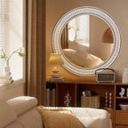 30 Inches Farmhouse Large Round Wall Mirrors Wooden, Rustic Decorative Circle Mirror for Bathroom Over Sink, Bedroom, Living Room, Entryway