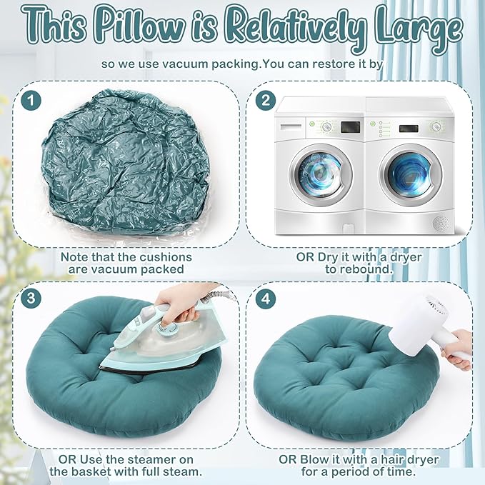 Fumete 12 Pcs Floor Pillows Cushions Seating 16 x 16 Inches Color Round Seat Reading Floor Chair Cushions for Kids Adults Classroom Home School Playing Supplies(Peacock Blue)