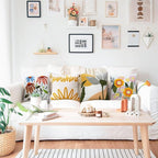 Merrycolor Boho Tufted Decorative Throw Pillow Covers 18x18 with Tassels Sunshine Bohemian Pillow Covers Cushion Covers for Couch Sofa Bedroom Living Room Yellow Beige 1PC