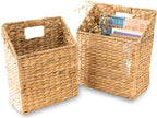 KOLWOVEN Wicker Hanging Storage Baskets, Set of 2 Wall Baskets for Accessories and Organizing Files, Mail Baskets