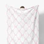 Coquette Pink Bow Blanket, Preppy Throw for Couch Bed Sofa, Cute Girly Bedroom Decor for Girls Women, Coquette Room Decor, 50x60 Inches