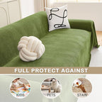 hyha Couch Cover for Dogs, Boho Sofa Covers for 3 Cushion Couch Washable, Chenille Sofa Slipcover for Pets, Soft Loveseat Sectional Couch Throw Blankets with Tassels (Green, 71x102 Inch)