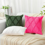 decorUhome Spring Euro Sham Throw Pillow Covers 24x24 Inch Set of 2, Soft Plush Faux Fur Wool Hot Pink Accent Couch Pillow Covers for Modern Farmhouse Bed Sofa Living Room