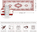 Amearea Vintage Design Runner Rugs for Living Room, 2x6 Machine Washable Floral Collection Traditional Bedroom Rug, Low Pile Cute Kids Room Print Carpet, No Slip Office Kitchen Home Decor, Red