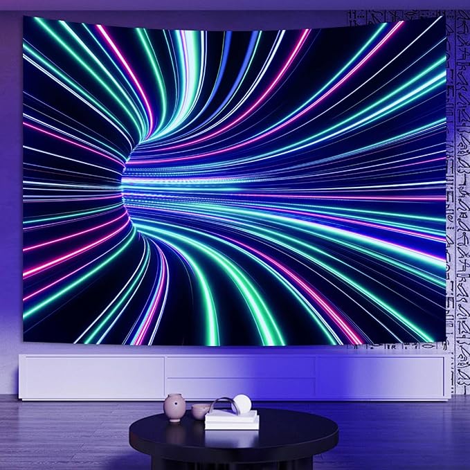 Extra Large Blacklight 3D Wall Decor Tapestry for Gamer Bedroom Gaming Room 71"X90", 3D Illusion Glow in The Dark Wall Hanging Backdrop for Men Guys Game Room Cinema, UV Reactive 3D Poster for Living