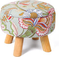 Round Storage Ottoman with Reversible Tray Lid, 12.7 "W x 10.6 "H Upholstered Footrest Pouf with Anti-slip & Scratch-resistant Foot Pads, Stain-Resistant Fabric Pouf, for Living Room, Bedroom, Dorm