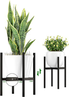 EKNITEY Adjustable Plant Pot Stand: Indoor Outdoor Modern Flower Holder Metal Plant Rack Organizer Planter Stand for Garden Patio Corner Bathroom Living Room Balcony Home Office (Black)