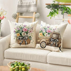 AVOIN colorlife Bless Our Home Eucalyptus Leaves Throw Pillow Covers, 18 x 18 Inch Spring Truck Cushion Case for Home Sofa Couch Set of 4
