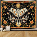 Aipon Orange Moth Tapestry Boho Retro Floral Flowers Tapestries Aesthetic Vintage Mushroom Tapestries for Bedroom Indie Sun Moon Tapestry Wall Hanging for Living Room Dorm (48'' × 36'')
