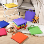 Suzile 12 Pcs 12'' Square Floor Cushions for Kids Classroom Flexible Floor Seating Elementary with Handles Classroom Carpet Cushions for Adults Toddlers Daycare Preschool School(Bright Color)