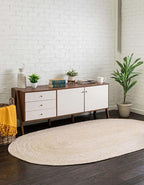 Unique Loom Braided Jute Collection Area Rug - Dhaka (7' 10" x 10' Oval, White)