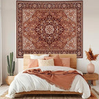 Apdidl Boho Mandala Hippie Wall Tapestry for Bedroom Aesthetic, Indian Bohemian Floral Tapestries Blanket Art Decor, Vintage Orange Fabric Vertical Wall Hanging for Living Room Dorm 36" X 48"