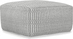 SIMPLIHOME Safford Square Pouf - 20 inch Wide Upholstered PET Polyester Ottoman in Grey and White, Boho Indoor/Outdoor Footstool or Extra Seating for Living Room or Bedroom, Assembled