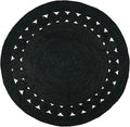 Hand Woven Braided Jute Rug - 5' Round - Black Reversible Farmhouse Rugs for Living Room, Bedroom, Dining Room, Kitchen - Natural Decorative Floor Boho Entry Area Rugs - Round Rug 5ft