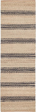 Dash & Albert Jute Ticking Indigo Handwoven Rug, 2.5 X 8 Feet, Blue Stripe Pattern
