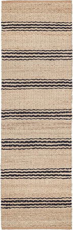 Dash & Albert Jute Ticking Indigo Handwoven Rug, 2.5 X 8 Feet, Blue Stripe Pattern