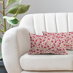 Hot Pink Floral Pillow Covers 12x20 Set of 2 Vintage Rustic Old Style Cute Small Flower Pink Cream Print Decorative Outdoor Pillowcases Farmhouse Throw Cushion Case Decor for Couch Sofa Bed