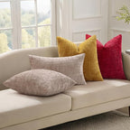 decorUhome Red Chenille Throw Pillow Covers 18x18 Set of 2 Textured Soft Cozy Slubby Couch Pillow Covers Modern Farmhouse Boho Decorative Pillow Cases for Bed Sofa Living Room
