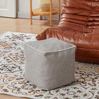 Louis Donné Unstuffed Storage Pouf Ottoman Cover 45x45 Cotton Linen DIY Decorative Footrest for Living Room Bedroom Home Office Replacement (Only Cover)