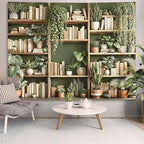 Accnicc Green Plant Bookshelf Tapestry Botanical Bookshelf Tapestries Wall Hanging Modern Potted Plants Bookshelf Backdrop Large Tapestry for Bedroom Living Room Dorm 80 x 60 inch