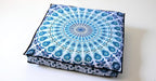 INDIAN CRAFT CASTLE 24" Green Peacock Mandala Barmeri Large Floor Pillow Cover Cushion Meditation Seating Ottoman Throw Cover Hippie Decorative Zipped Bohemian Pouf Ottoman Pom Pom Cases 24" Square