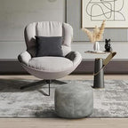 Thgonwid Unstuffed Faux Leather Pouf Cover, Handmade Footstool Ottoman Storage Solution, Floor Footrest Cushion - 16.5”Dx12”H, Grey