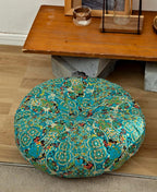 Cotton Linen Morocco Floor Cushions, Meditation Pillow, Futon Tatami Mats, Large Round Cushions for Outdoor Fireplace Yoga Living Room Reading Nook (Blueb,22''x22'')