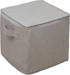 QILLOWAY Indoor/Outdoor Inflatable Stool, Ottoman Pouf Cube 16",All Weather Foot Rest for Camping or Home (Tan/Grey)
