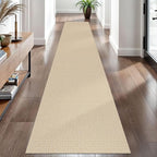 EARTHALL Washable Runner Rug 2x10 Ft Non Slip Runners for Hallways Long Cotton Rubber Backed Kitchen Runner Braided Indoor Floor Carpet Runners for Entryway, Hallway, Kitchen, Golden Beige/White