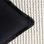 Foindtower Set of 2 Decorative Linen Fringe Throw Pillow Covers Cozy Boho Farmhouse Cushion Cover with Tassels Soft Accent Pillowcase for Couch Sofa Bed Living Room Home Decor, 22×22 Inch, Black