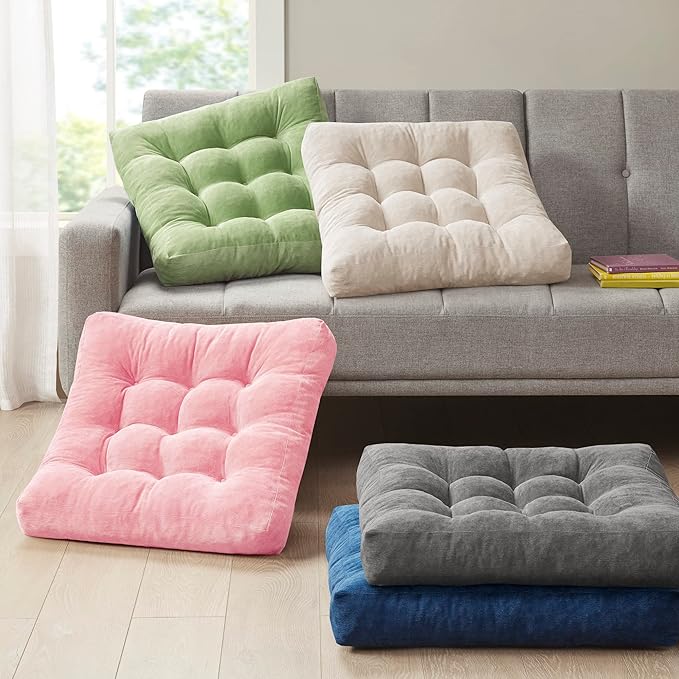 Pink Floor Pillow Set of 2 – Stylish Corduroy Cushions for Women, Perfect for Meditation, Yoga, and Relaxation, 22x22 Inch