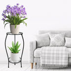 Metal Plant Stand 2 Tier Indoor Outdoor, Tall Flower Pot Shelf Rustproof Stable Corner Stand, 25.2 inch Multiple Plant Display Rack for Living Room Patio Balcony Garden, 2 Pack
