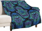 Boho Hamsa Throw Blanket Fatima Hand Bohemian Retro Mandala Blanket for Sofa Bed Couch Chair Or Dorm 40"x50"