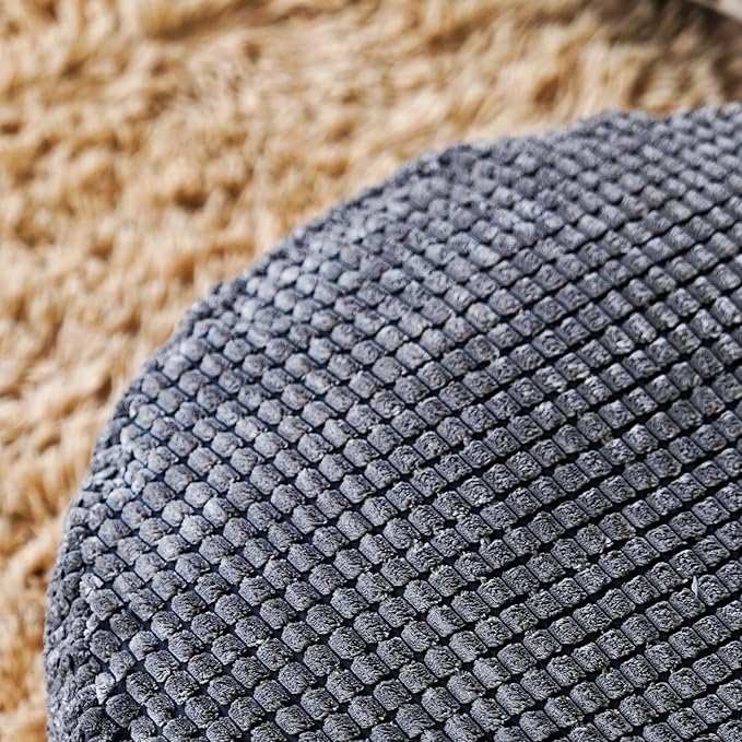SUTAVIA Pouf Ottoman Cover Unstuffed Pouf Seat Decorative Soft Storage Bean Bag 20x20x8 Inches Floor Footrest for Living Room Bedroom (Dark Gray, Round)