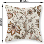 Brown Pillow Covers 16x16 Set of 2 Brown Chinoiserie Floral Throw Pillows Boho Vintage Flowers Decorative Pillow Cases Outdoor Chinoiserie Decor Farmhouse Linen Cushion Cover for Couch Sofa