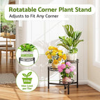 3-Tier Plant Stand Outdoor,Metal Plant Stand for Multiple Plants, Folding Tall Plant Rack Display Shelf for Corner Living Room Porch Patio Garden Office - BalckCircle