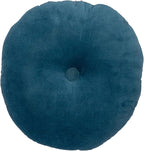 18 Inches Round Cotton Pillow with Tufted Scallop Pattern, Navy Blue and Pink