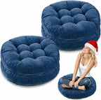 Jerify Floor Pillow Cushions Large Round Square Large Meditation Floor Pillow for Classroom Adult Meditation Picnic Party Seating Learning Daycare School(Round,Navy Blue,4 Pcs)