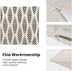Boho Pillow Covers 24 x 24 Inch Pack of 2, Black and White Bohemian Ethnic Herringbone Pattern Decorative Throw Pillow Covers Vintage Linen Farmhouse Outdoor Pillowcase for Bedroom Home Sofa Decor