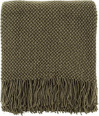 CREVENT Knitted Decorative Throw Blanket for Couch Sofa Chair Bed, Soft Breathable Lightweight for Spring Summer Fall (50''X60'' Green Dot)