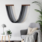 EOBTAIN Large Macrame Wall Hanging Black Grey Ombre Yarn Macrame Wall Decor Handmade Woven Tapestry Boho Wall Art for Bedroom Living Room Home Office Decorations, 15.7" W x 31.5" L
