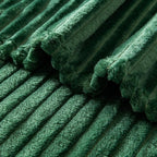 MIULEE Fleece Throw Blanket for Couch 300GSM Super Soft Lightweight Plush Striped Throws, Dark Green Warm Cozy Breathable Ribbed Blanket for Bed/Sofa, Twin Size 60"x80"