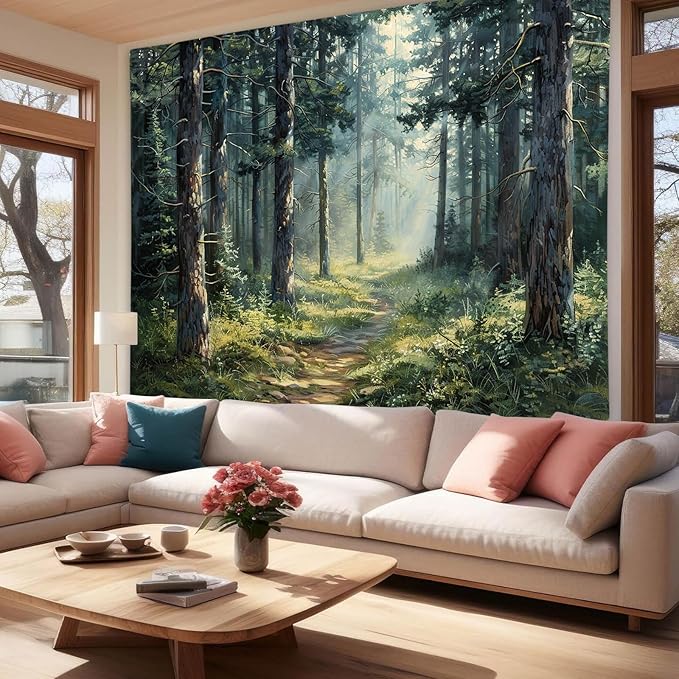 MCKTOM Forest Tapestry Home Decor Nature Landscape Tapestry Magic Tree Woodland Scenery Tapestries Wall Hanging for Bedroom Living Room Aesthetic Decoration 80 x 60 Inch