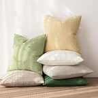 Foindtower Set of 2 Decorative Linen Check Throw Pillow Covers Neutral Farmhouse Vintage Cushion Covers Modern Boho Accent Home Decor for Sofa Chair Couch Bedroom Living Room,26×26 Inch,Light Green