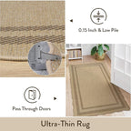 LIVEBOX Scalloped Easy Jute 3x5 Outdoor Rug, Washable Non-Slip Geometric Tan Rugs for Entryway, Indoor Outdoor Farmhouse Rug Modern Carpet Door Mat Area Rug for Patio Bedroom Living Room Kitchen Porch